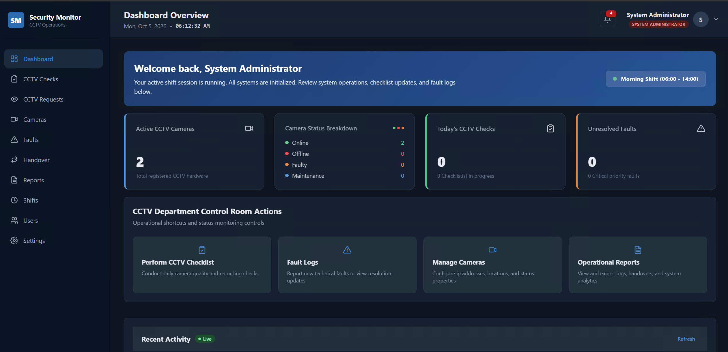 Security Monitor dashboard interface